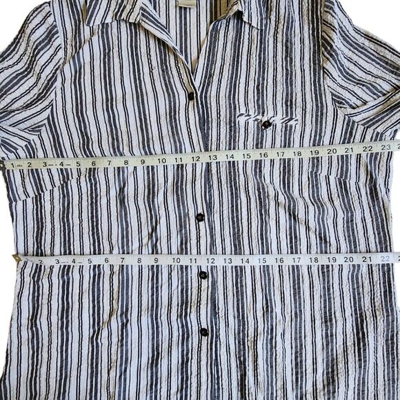 Allison Daley white gray striped button up top sz 14 - Picture 8 of 10